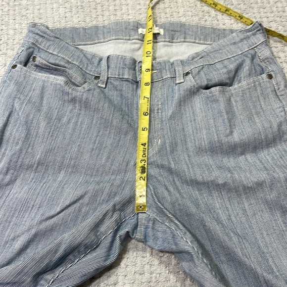Eileen Fisher Jeans Womens Blue White Engineer Stripe Tapered Fit Denim Pants 14 - Picture 10 of 11